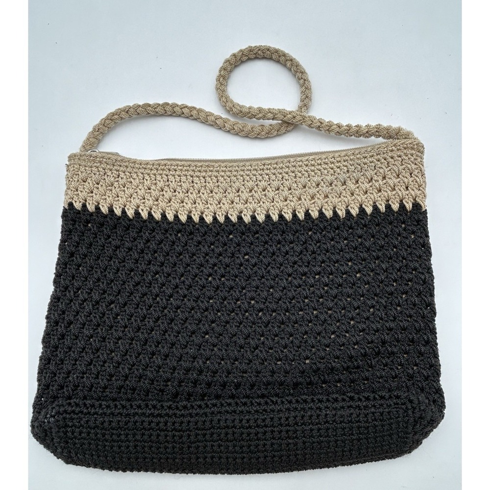 The Sak Medium Crochet Handbag Black‎ Double Handle Bag